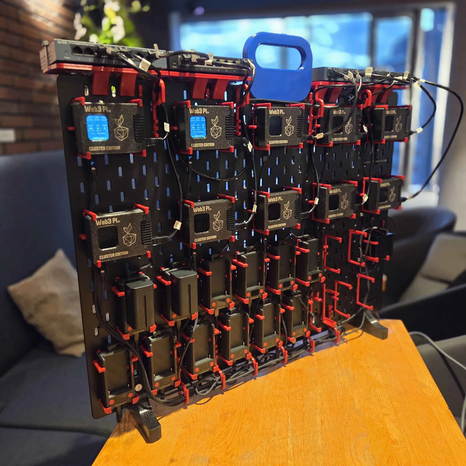 The finished cluster photographed from the side
